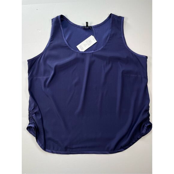 NEW Eileen Fisher Stretch Silk Charmeuse Sleeveless Top Rich Blue Violet Size 2X - Picture 4 of 9
